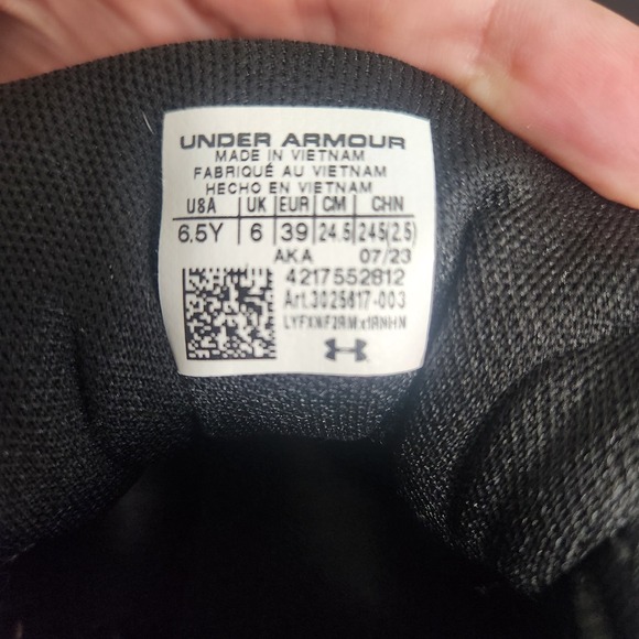 Under Armour Unisex‎ Lockdown 6.5Y 302561 Black Basketball Shoes Sneakers - Picture 7 of 8